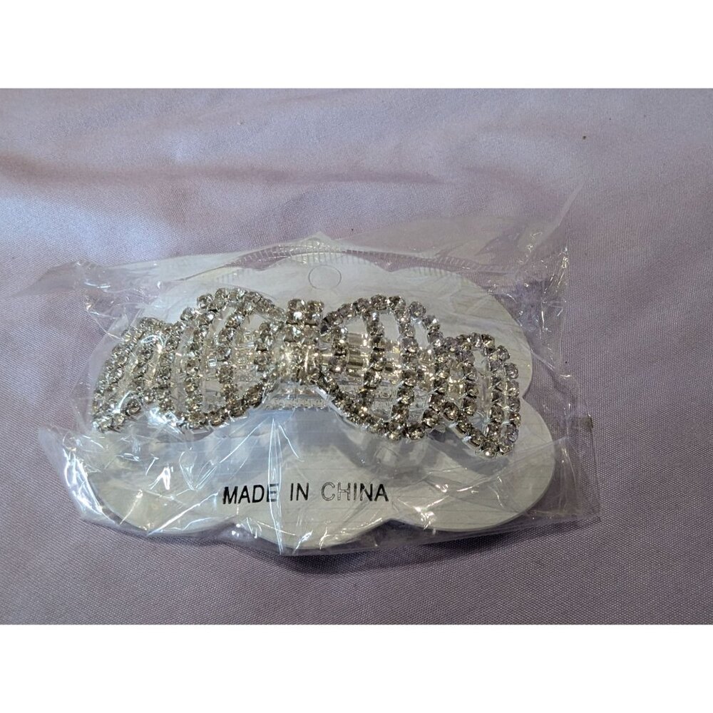 Rhinestone Silver Bow Hair Clip Barrette